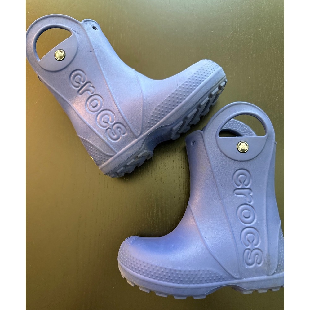 CROCS Little Kid Handle It Rain Boot Size C9 Blue Easy On/Off Waterproof Pull-On